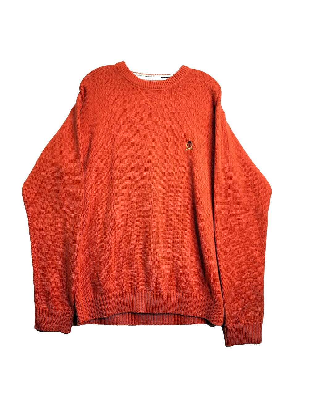 Tommy Hilfiger Sweatshirt Mens Large Orange Pullover Crewneck